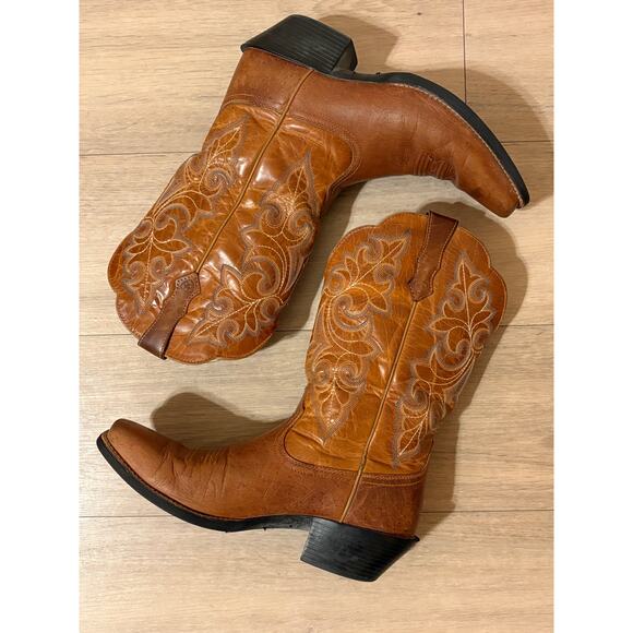 Ariat Round Up Women’s 10B Square Toe Western Cowboy Boots - Picture 3 of 13